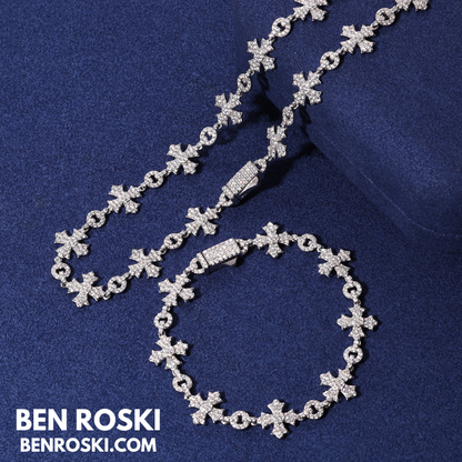 12MM Moissanite Cross Link Bracelet Sterling Silver, Gold, or Rose Gold | GRA Certified