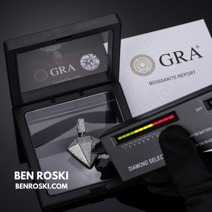 Diamond Shape Moissanite Pendant Sterling Silver, Gold / Rose Gold Plated | GRA Certified