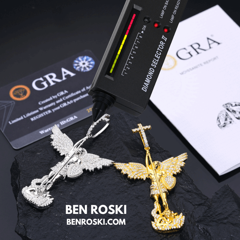Archangel Michael Pendant – 77MM Height |  VVS1 Moissanite | GRA Certified