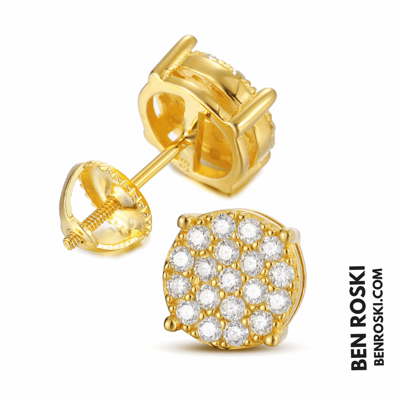 Round Cluster Stud Earrings – VVS1 Moissanite | GRA Certified