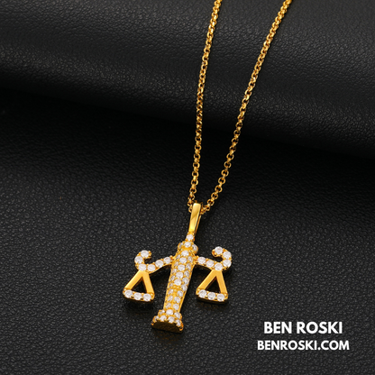Scales of Justice Pendant Sterling Silver, Gold, or Rose Gold | VVS Moissanite | GRA Certified