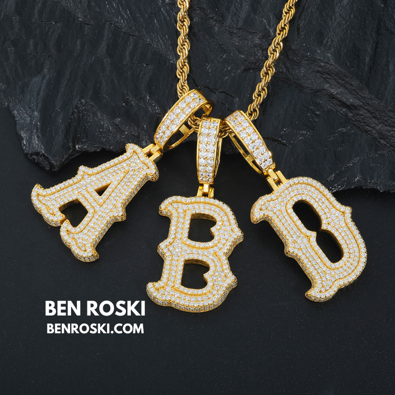 Iced-Out Moissanite Initial Pendant Sterling Silver | Gold, Silver & Rose Gold | VVS Moissanite | GRA Certified