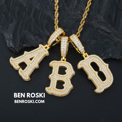 Iced-Out Moissanite Initial Pendant Sterling Silver | Gold, Silver & Rose Gold | VVS Moissanite | GRA Certified