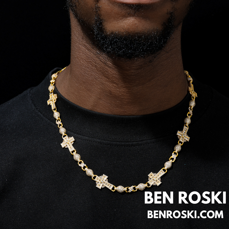 Cross Link Moissanite Necklace Sterling Silver, Gold & Rose Gold | GRA Certified