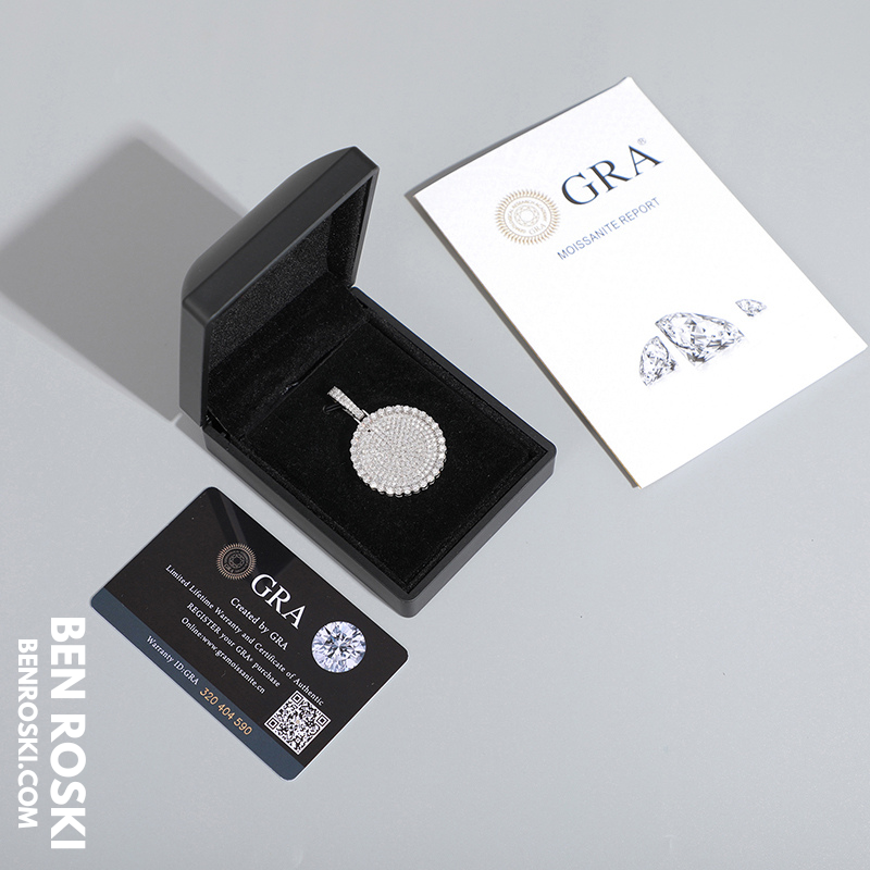 Round Cluster Moissanite Pendant Sterling Silver, Gold & Rose Gold | VVS Moissanite | GRA Certified