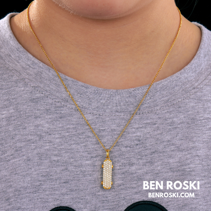 Skateboard Pendant Necklace Sterling Silver, Gold, or Rose Gold | VVS Moissanite | GRA Certified