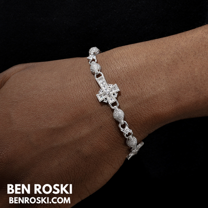 Moissanite Cross Link Bracelet Sterling Silver, Gold, or Rose Gold | VVS Moissanite | GRA Certified