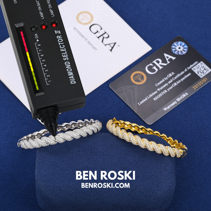 Baguette Moissanite Open Bangle Sterling Silver, Gold Plated & Rose Gold Plated over 925 Silver | GRA Certified