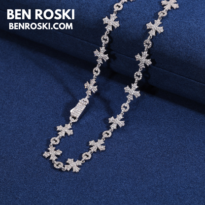 12MM Moissanite Cross Link Bracelet Sterling Silver, Gold, or Rose Gold | GRA Certified
