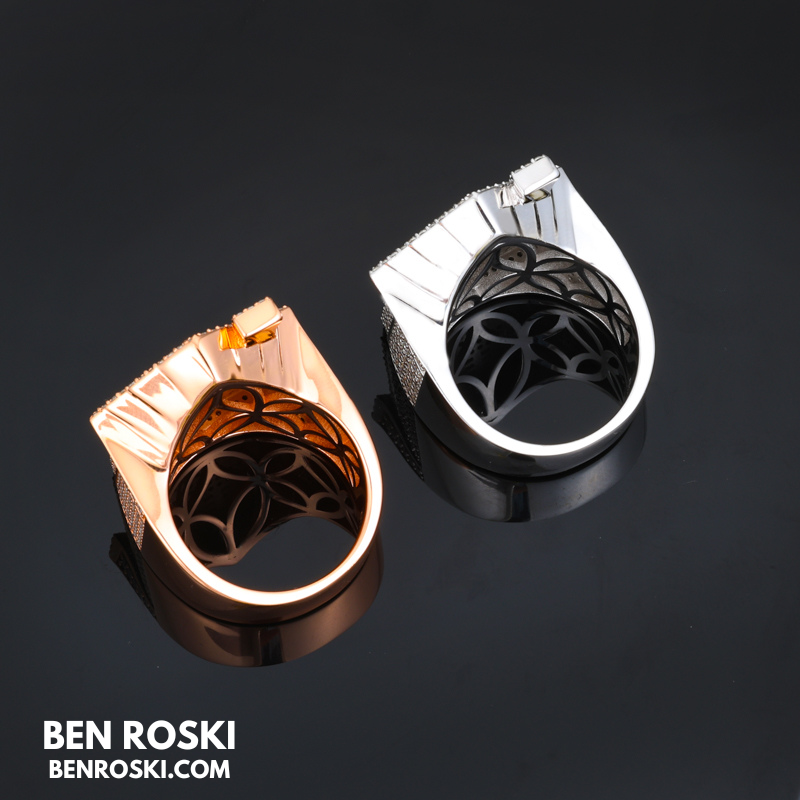 Iced-Out Roman Numeral Mansion Ring Sterling Silver or Gold/Rose Gold Plated | VVS Moissanite | GRA Certified