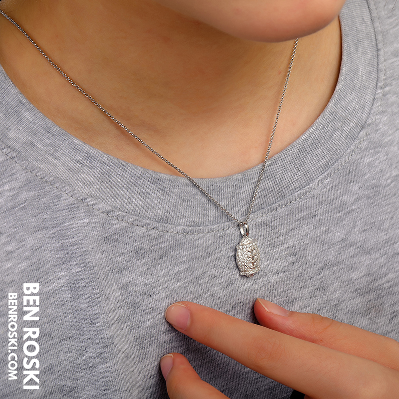Moissanite Football Pendant Necklace Sterling Silver, Gold, or Rose Gold | VVS Moissanite | GRA Certified