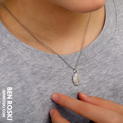 Moissanite Football Pendant Necklace Sterling Silver, Gold, or Rose Gold | VVS Moissanite | GRA Certified