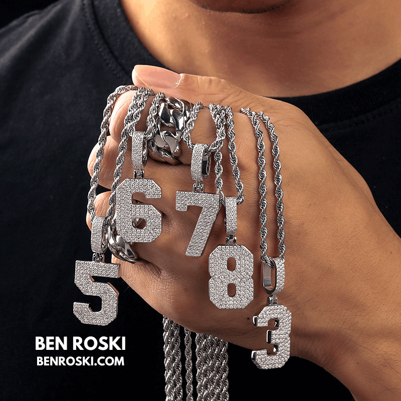 Custom Number Pendant Sterling Silver, Gold, or Rose Gold | VVS Moissanite | GRA Certified