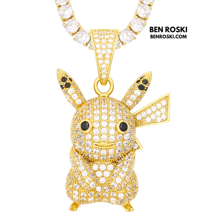 Iced-Out Pikachu Moissanite Pendant – Sterling Silver | Gold, Silver & Rose Gold | GRA Certified