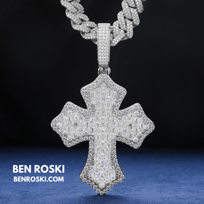 Moissanite Cross Pendant Sterling Silver or Gold & Rose Gold Plated | VVS Moissanite | GRA Certified