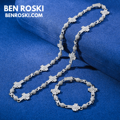 Moissanite Cross Link Bracelet Sterling Silver, Gold, or Rose Gold | VVS Moissanite | GRA Certified