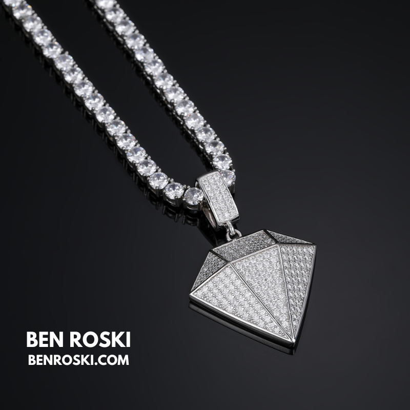 Diamond Shape Moissanite Pendant Sterling Silver, Gold / Rose Gold Plated | GRA Certified