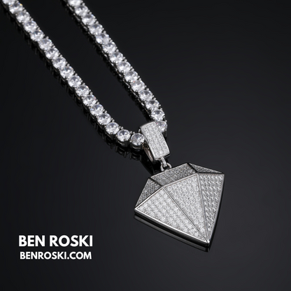 Diamond Shape Moissanite Pendant Sterling Silver, Gold / Rose Gold Plated | GRA Certified