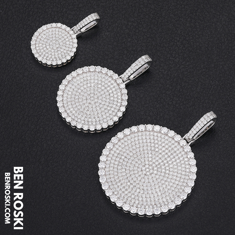 Round Cluster Moissanite Pendant Sterling Silver, Gold & Rose Gold | VVS Moissanite | GRA Certified