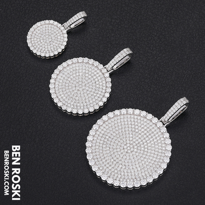 Round Cluster Moissanite Pendant Sterling Silver, Gold & Rose Gold | VVS Moissanite | GRA Certified