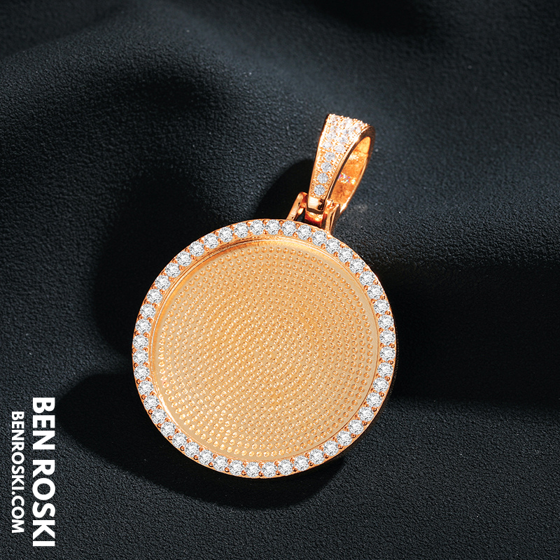 Custom Photo Round Pendant Sterling Silver or Gold/Rose Gold Plated | VVS Moissanite | GRA Certified