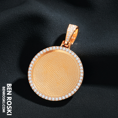 Custom Photo Round Pendant Sterling Silver or Gold/Rose Gold Plated | VVS Moissanite | GRA Certified