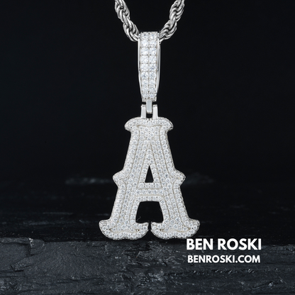 Iced-Out Moissanite Initial Pendant Sterling Silver | Gold, Silver & Rose Gold | VVS Moissanite | GRA Certified