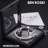 Baguette Moissanite Open Bangle – 7/8-Inch | 5.5MM | Silver, Gold Plated & Rose Gold Plated over 925 Silver | GRA Certified