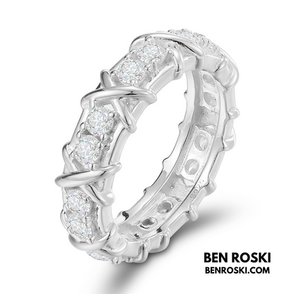 Criss-Cross Eternity Band Stuhrling Silver or Gold & Rose Gold | VVS Moissanite | GRA Certified