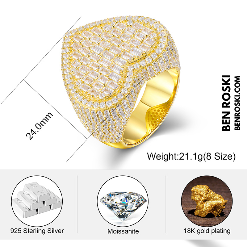 Heart Baguette Moissanite Ring Sterling Silver, Gold Plated or Rose Gold | GRA Certified