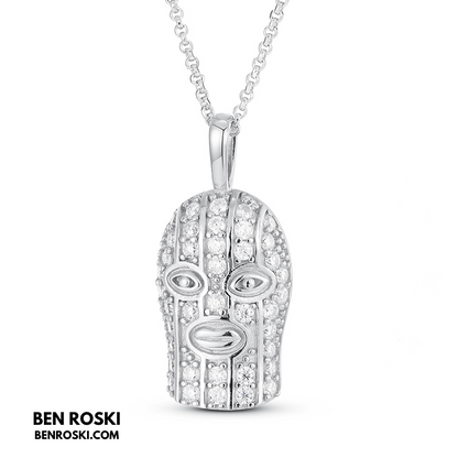 Ski Mask Moissanite Pendant Sterling Silver or Gold/Rose Gold Plated | VVS Moissanite | GRA Certified