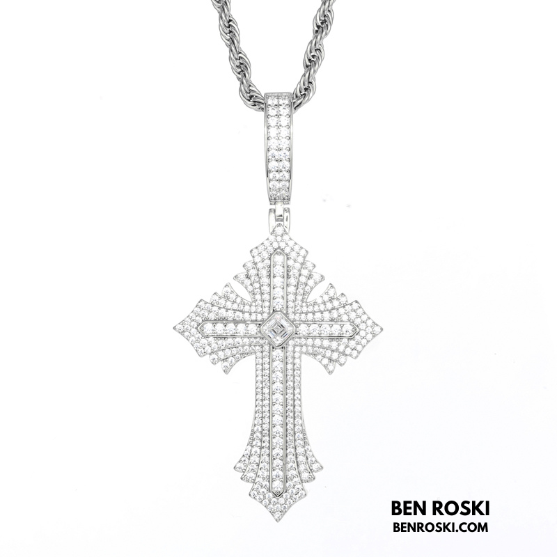 Moissanite Cross Pendant Sterling Silver, Gold, or Rose Gold | VVS Moissanite | GRA Certified