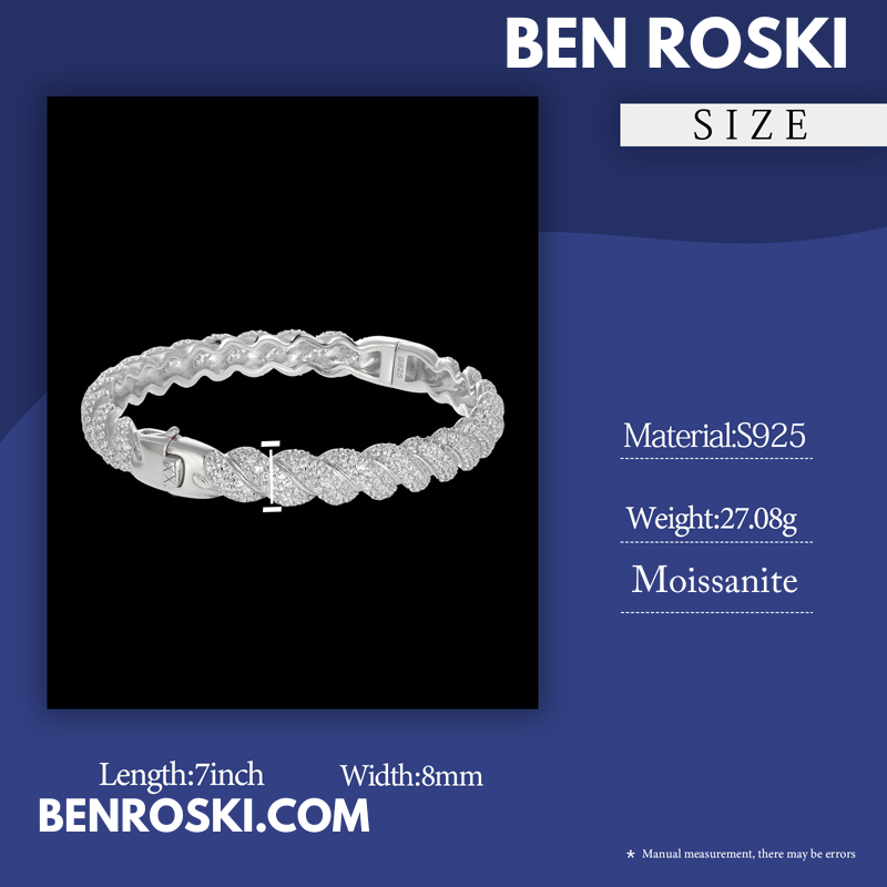 Baguette Moissanite Open Bangle Sterling Silver, Gold Plated & Rose Gold Plated over 925 Silver | GRA Certified