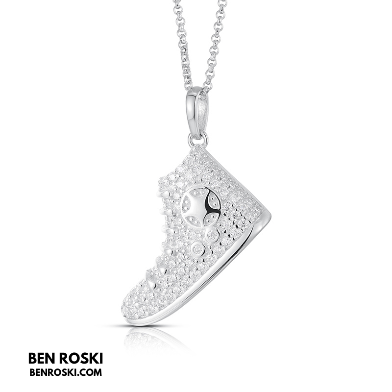 Sneaker Pendant Sterling Silver or Gold / Rose Gold Plated | VVS Moissanite | GRA Certified