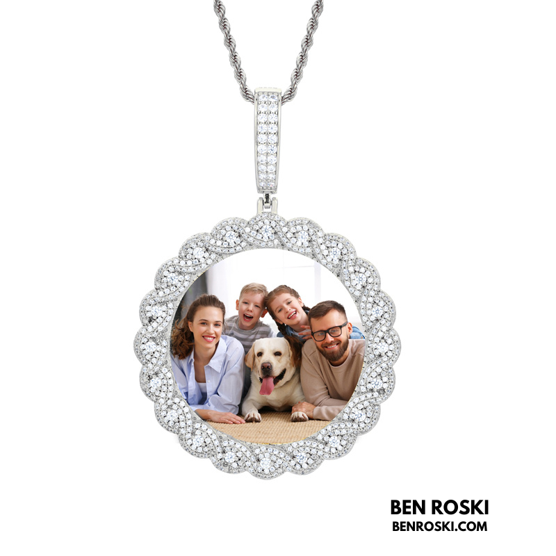 Custom Moissanite Photo Pendant Sterling Silver or Gold/Rose Gold Plated | VVS Moissanite | GRA Certified