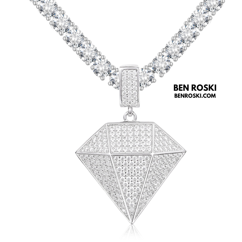 Diamond Shape Moissanite Pendant Sterling Silver, Gold / Rose Gold Plated | GRA Certified