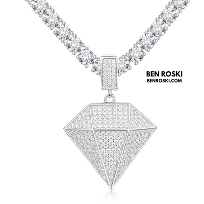 Diamond Shape Moissanite Pendant Sterling Silver, Gold / Rose Gold Plated | GRA Certified