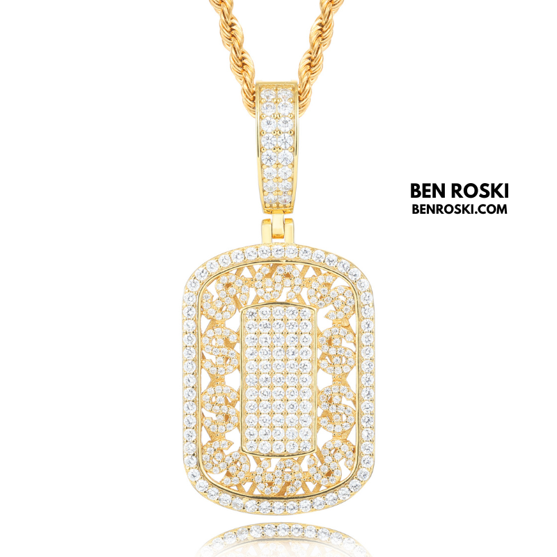 Iced Cuban Frame Pendant Sterling Silver or Gold / Rose Gold Plated | VVS Moissanite | GRA Certified