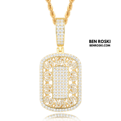 Iced Cuban Frame Pendant Sterling Silver or Gold / Rose Gold Plated | VVS Moissanite | GRA Certified