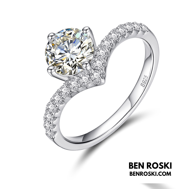 Moissanite Solitaire Halo Ring Sterling  Silver, Gold, or Rose Gold | VVS Moissanite | GRA Certified