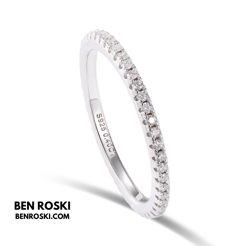 Moissanite Eternity Band Sterling Silver, Gold or Rose Gold | VVS Moissanite | GRA Certified