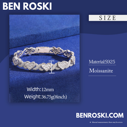 Heart Link Moissanite Necklace Sterling Silver, Gold & Rose Gold | GRA Certified