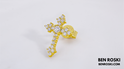 Moissanite Cross Stud Earrings Sterling Silver, Gold, or Rose Gold | VVS Moissanite | GRA Certified