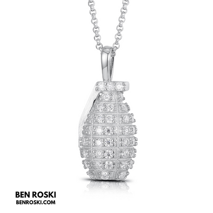 Grenade Moissanite Pendant Sterling Silver, Gold & Rose Gold | VVS Moissanite | GRA Certified