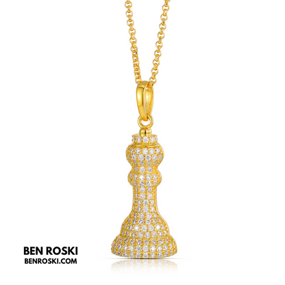 Moissanite Chess Piece Pendant Sterling Silver, Gold, or Rose Gold | VVS1 Moissanite | GRA Certified