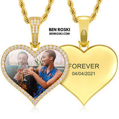 Custom Heart Photo Pendant Sterling Silver, Gold, or Rose Gold | vvs Moissanites | Personalized