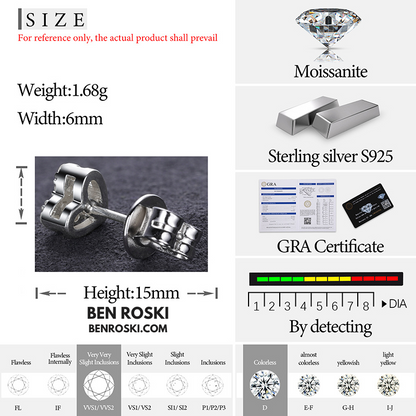 Heart Moissanite Cluster Stud Earrings Sterling Silver, Gold, or Rose Gold | VVS Moissanite | GRA Certified