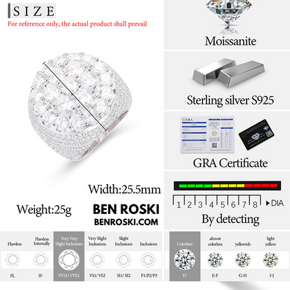 Iced Moissanite Cluster Ring Sterling Silver | VVS1 Moissanite | GRA Certified | Gold & Rose Gold Available