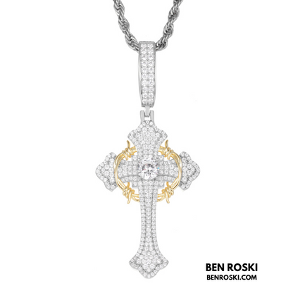 Barbed Cross Pendant Sterling Silver or Gold/Rose Gold Plated | VVS Moissanite | GRA Certified