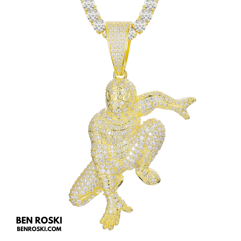 Spider Hero Moissanite Pendant Sterling Silver | Gold, Silver & Rose Gold | GRA Certified